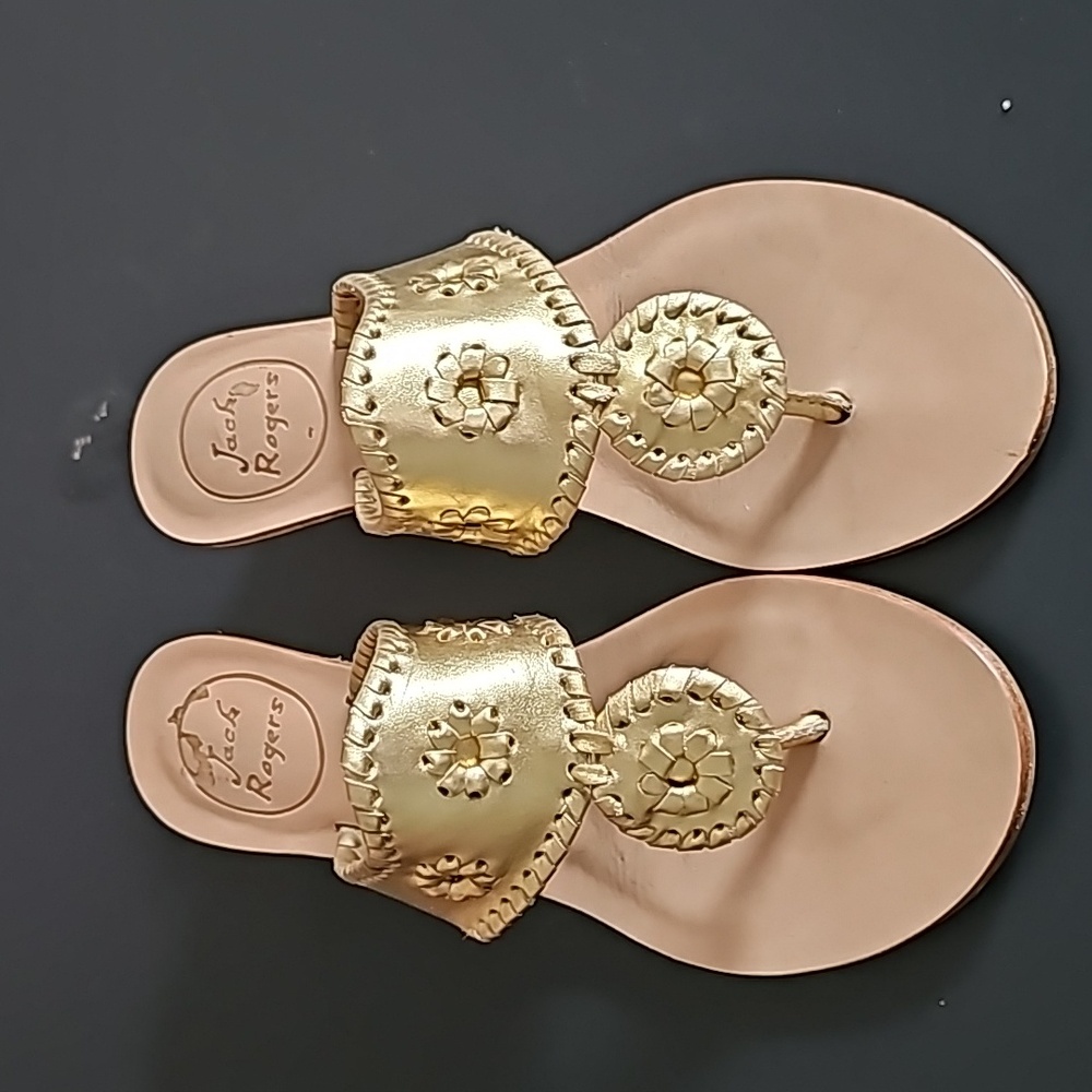 Jack Rogers wedge gold sandals size 6M